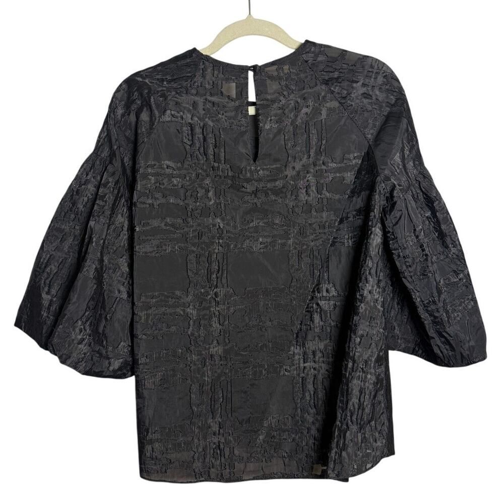 Hunter Bell Black Organza Style Bubble Sleeve Top Sz. S - Picture 3 of 4